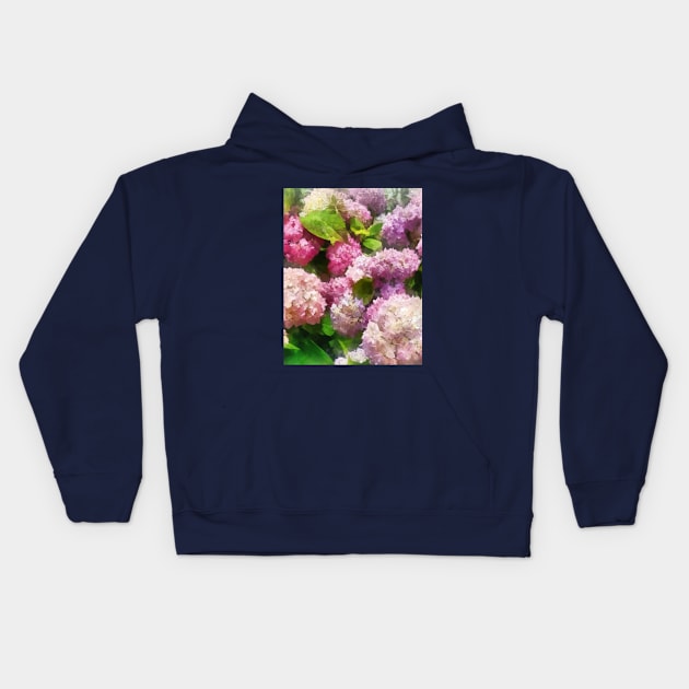 Pink and Lavender Hydrangea Kids Hoodie by SusanSavad